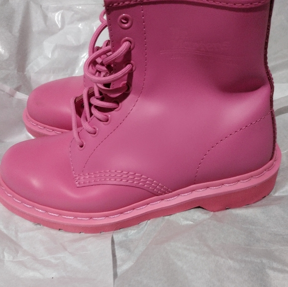 Dr. Martens PINK Leather Combat Boots - Picture 7 of 8
